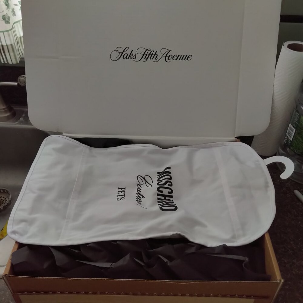 Saks Moschino Couture Black Pet Jacket w/ Garment Bag Hanger & Box Ret. $245.00